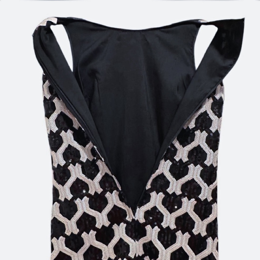 Etcetera Yin Yang Black and Silver-White Sequin Midi Dress New - Picture 6 of 8